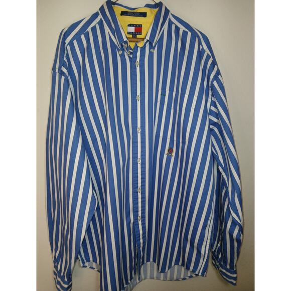 VTG Tommy Hilfiger Long Sleeve Button Down Collar Y2K Shirt X-Large - Picture 1 of 5